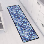 Blue Spring Butterfly Pattern Print Long Kitchen Mat