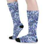 Blue Spring Butterfly Pattern Print Long Socks