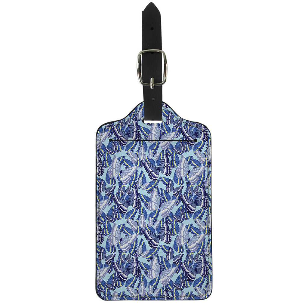 Blue Spring Butterfly Pattern Print Luggage Tag
