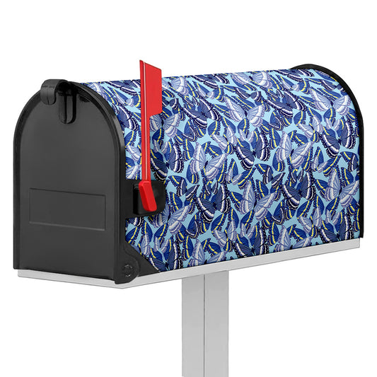 Blue Spring Butterfly Pattern Print Mailbox Cover
