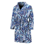 Blue Spring Butterfly Pattern Print Men's Bathrobe