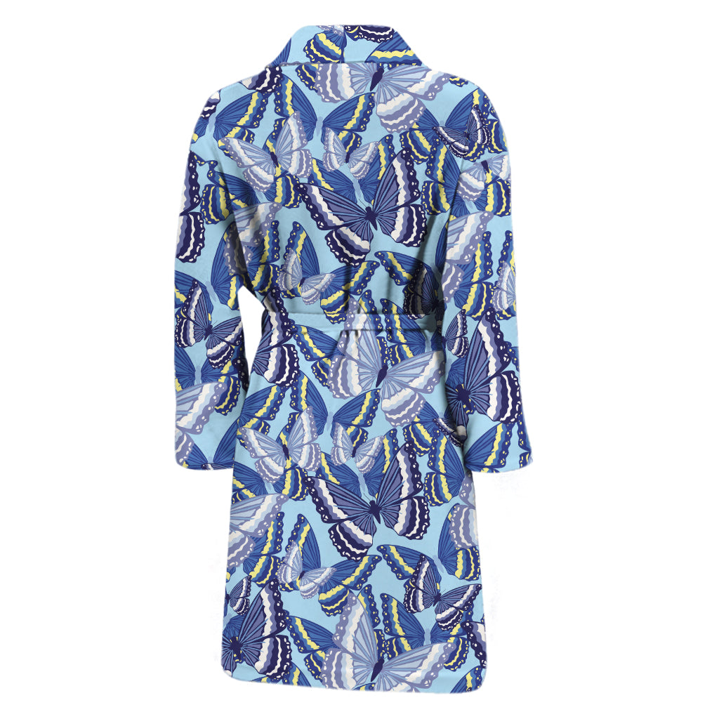 Blue Spring Butterfly Pattern Print Men's Bathrobe