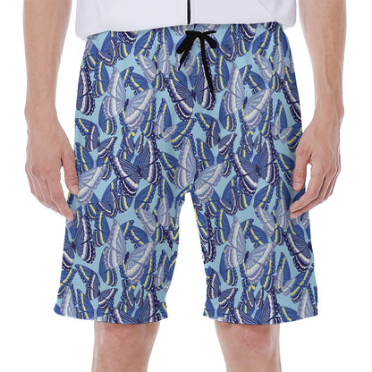 Blue Spring Butterfly Pattern Print Men's Beach Shorts