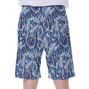 Blue Spring Butterfly Pattern Print Men's Beach Shorts