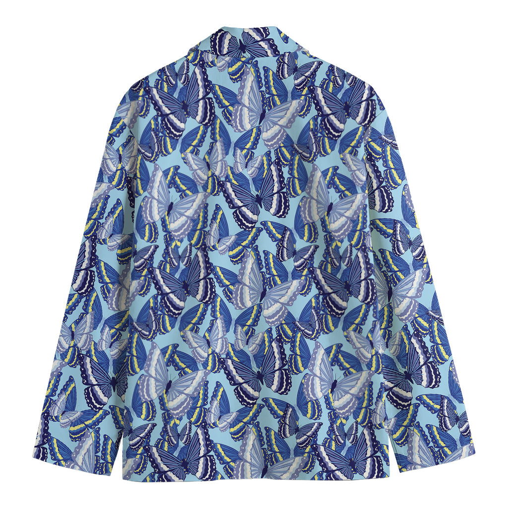 Blue Spring Butterfly Pattern Print Men's Blazer