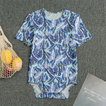 Blue Spring Butterfly Pattern Print Men's Bodysuit