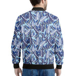 Blue Spring Butterfly Pattern Print Men's Bomber Jacket