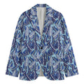 Blue Spring Butterfly Pattern Print Men's Cotton Blazer