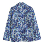 Blue Spring Butterfly Pattern Print Men's Cotton Blazer