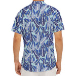 Blue Spring Butterfly Pattern Print Men's Deep V-Neck Shirt