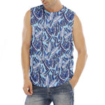 Blue Spring Butterfly Pattern Print Men's Fitness Tank Top