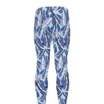 Blue Spring Butterfly Pattern Print Men's leggings