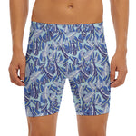 Blue Spring Butterfly Pattern Print Men's Long Boxer Briefs