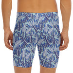 Blue Spring Butterfly Pattern Print Men's Long Boxer Briefs