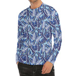 Blue Spring Butterfly Pattern Print Men's Long Sleeve Rash Guard