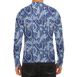 Blue Spring Butterfly Pattern Print Men's Long Sleeve Rash Guard