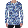 Blue Spring Butterfly Pattern Print Men's Long Sleeve T-Shirt