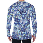 Blue Spring Butterfly Pattern Print Men's Long Sleeve T-Shirt