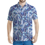 Blue Spring Butterfly Pattern Print Men's Polo Shirt