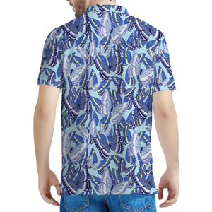 Blue Spring Butterfly Pattern Print Men's Polo Shirt