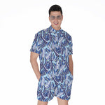 Blue Spring Butterfly Pattern Print Men's Rompers
