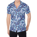 Blue Spring Butterfly Pattern Print Men's Shirt