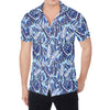 Blue Spring Butterfly Pattern Print Men's Shirt