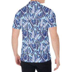 Blue Spring Butterfly Pattern Print Men's Shirt