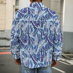 Blue Spring Butterfly Pattern Print Men's Shirt Jacket