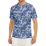 Blue Spring Butterfly Pattern Print Men's Short Sleeve Rash Guard