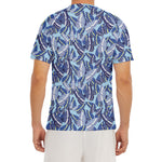 Blue Spring Butterfly Pattern Print Men's Short Sleeve Rash Guard