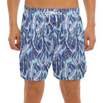 Blue Spring Butterfly Pattern Print Men's Split Running Shorts