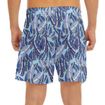 Blue Spring Butterfly Pattern Print Men's Split Running Shorts