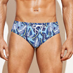 Blue Spring Butterfly Pattern Print Men's Swim Briefs