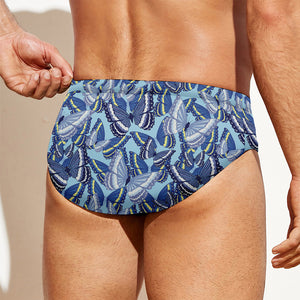 Blue Spring Butterfly Pattern Print Men's Swim Briefs