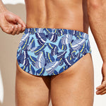 Blue Spring Butterfly Pattern Print Men's Swim Briefs