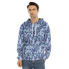 Blue Spring Butterfly Pattern Print Men's Velvet Pullover Hoodie