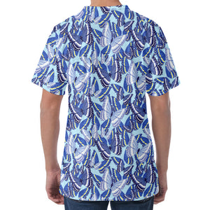 Blue Spring Butterfly Pattern Print Men's Velvet T-Shirt