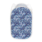 Blue Spring Butterfly Pattern Print Mesh Laundry Hamper
