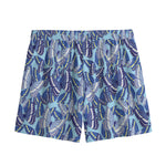 Blue Spring Butterfly Pattern Print Mesh Shorts