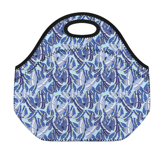 Blue Spring Butterfly Pattern Print Neoprene Lunch Bag
