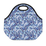 Blue Spring Butterfly Pattern Print Neoprene Lunch Bag