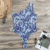 Blue Spring Butterfly Pattern Print One Shoulder Bodysuit