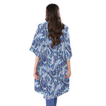 Blue Spring Butterfly Pattern Print Open Front Beach Cover Up