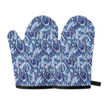 Blue Spring Butterfly Pattern Print Oven Mitts