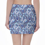 Blue Spring Butterfly Pattern Print Pencil Mini Skirt