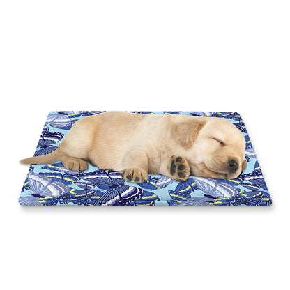 Blue Spring Butterfly Pattern Print Pet Cooling Mat Cover