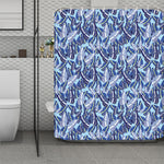 Blue Spring Butterfly Pattern Print Polyester Shower Curtain