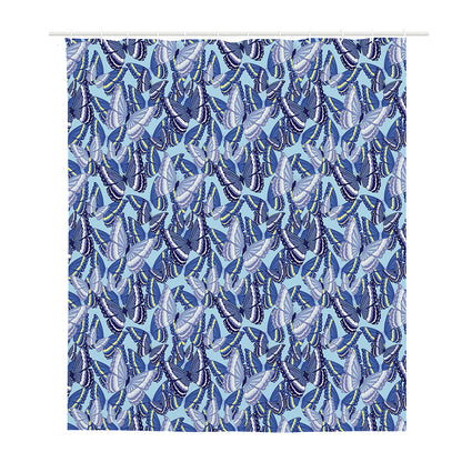 Blue Spring Butterfly Pattern Print Polyester Shower Curtain