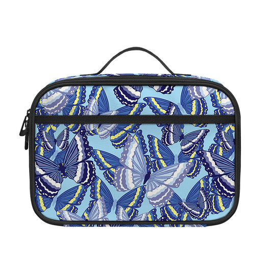 Blue Spring Butterfly Pattern Print Portable Lunch Bag
